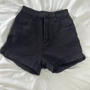 Cotton On High Rise Stretch Black Denim Shorts